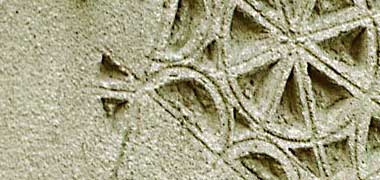 Detail of a pattern carved directly into a finished wall