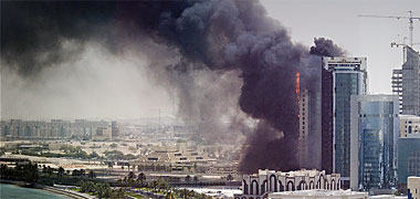 Fire in a building under construction in the New District of Doha