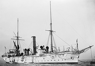 The Torpedo Cruiser HMS Brisk, photographed in 1886 – with permission © National Maritime Museum, Greenwich, London