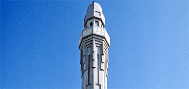 The top of the minaret of the Ibn al Khattab mosque in Doha