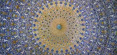 Detail of a ceiling in the Masjed-e Shah in Isfahan, 1975