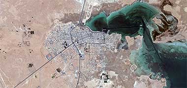 An aerial view of Khor – courtesy of Bing Maps
