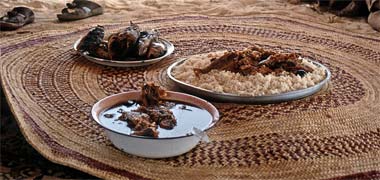 A sufra being used in a tent