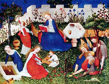 The little garden of paradise, a painting by a Master of the Upper Rhine – courtesy of Wikipedia