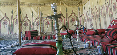 View of the inside of a modern tent
