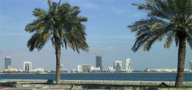 The skyline of the New District of Doha seen across the bay