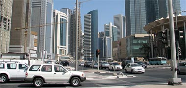 A view within the urban streetscape of the New District of Doha