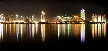 Night skyline of the New District of Doha