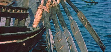 A set of oars on a fishing boat