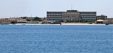 A view of the Oasis hotel from the sea, 1972