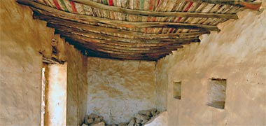A ceiling construction with coloured canes
