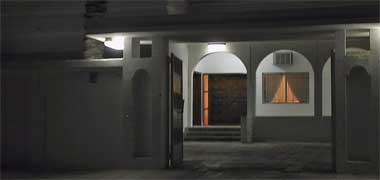 Entrance to a property at night