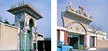 Entrances to properties on the outskirts of Doha, both photographed in April 1975