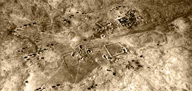 An aerial view of the fort at Helwan, south-east of Zubara, 1937