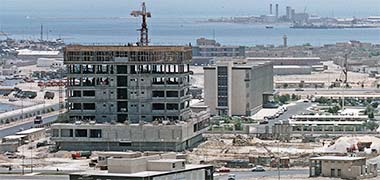 The Qatar Monetary Agency building under construction in 1974