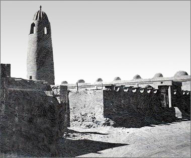 A minaret completed with gadrooned dome