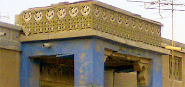 Detail of the porch on an old building