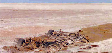 Remains of a car caught in sabkha