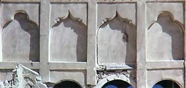 The face of a building in the Sheikh Abdullah bin Jassim complex – image developed from a video with permission from glasney on YouTube