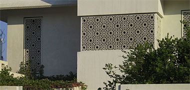 A mushrabiya treatment to an external balcony