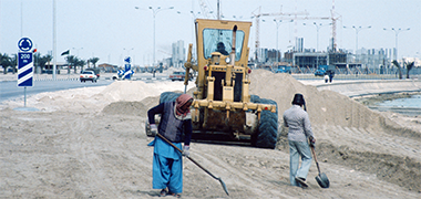Work being carried out on the shaping of the Corniche