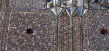 Detail of part of a wall at the Shah e Cheragh Mausoleum, Shiraz, Iran
