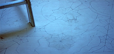 A preparatory design on the floor of a mosque in Shiraz, Iran, 1977