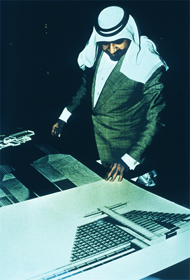 Sheikh Khalifa at the exhibition – from an image in the District Plan document