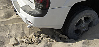 A car stuck in the sand