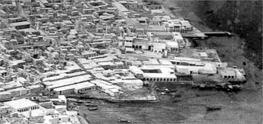 An aerial view of Doha in 1952, looking from the north-east