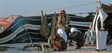 The end wall of a Badu tent The end wall of a Badu tent