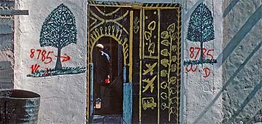 A painted door with travel motif, Doha, 1978