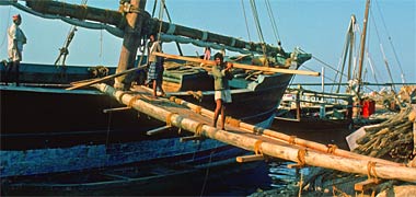 A boom being unloaded in the old Doha port