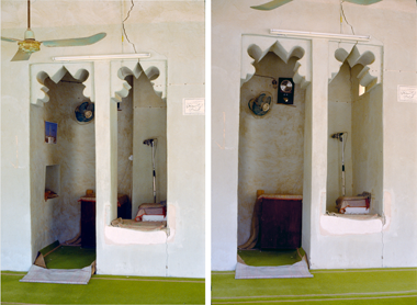 Two images of the mihrab of the old mosque at Umm Salal Muhammad - © photographer Vincent Aitzegagh, with permission from Qatar National Library Digital Repository