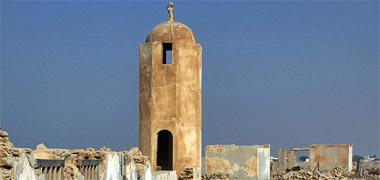 The ruined minaret of a mosque