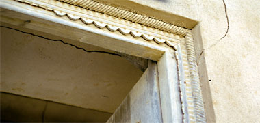 The architrave finishing to an old doorway