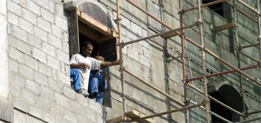 Workers working above grade