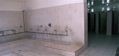 The ablution area in a mosque in the centre of Doha