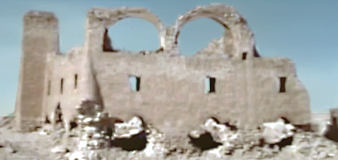 Ruins in Zubara in the 1960s – image developed from a YouTube video