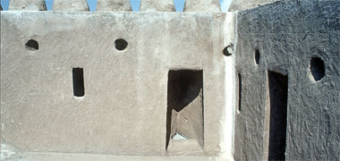 Gun holes on the square tower at al-Zubara