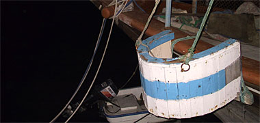 Traditional latrine attached to the side of a dhow