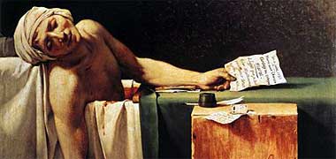 Detail of Marat Assassinated, by Jacques-Louis David