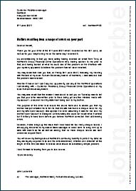 A letter with large font use