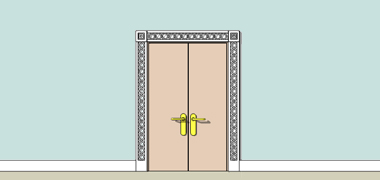Illustration of a tall pair of doors