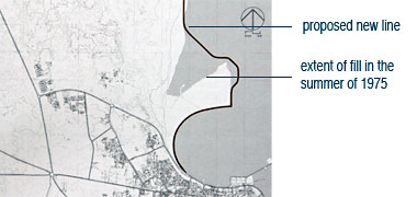 A notional plan for the New District of Doha, 1975, showing the recommended area of reclamation