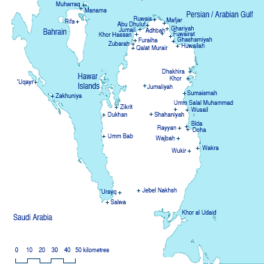 A basic map of Qatar