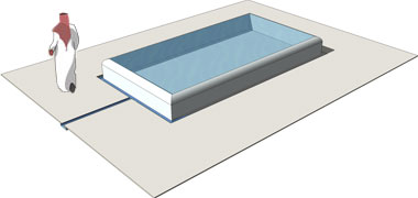 Sketch diagram of a reflecting pool