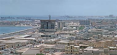 A view towards the Qatar Monetary Agency building in 1974