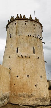 Detail of a circular defensive tower at al-Adhbah