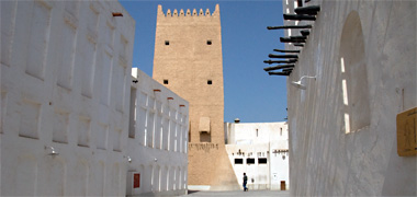 A watch tower built in the Doha suq